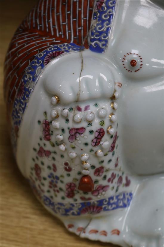 A large Chinese famille rose figure of Shou Lao and a similar figure of Budai tallest 61cm